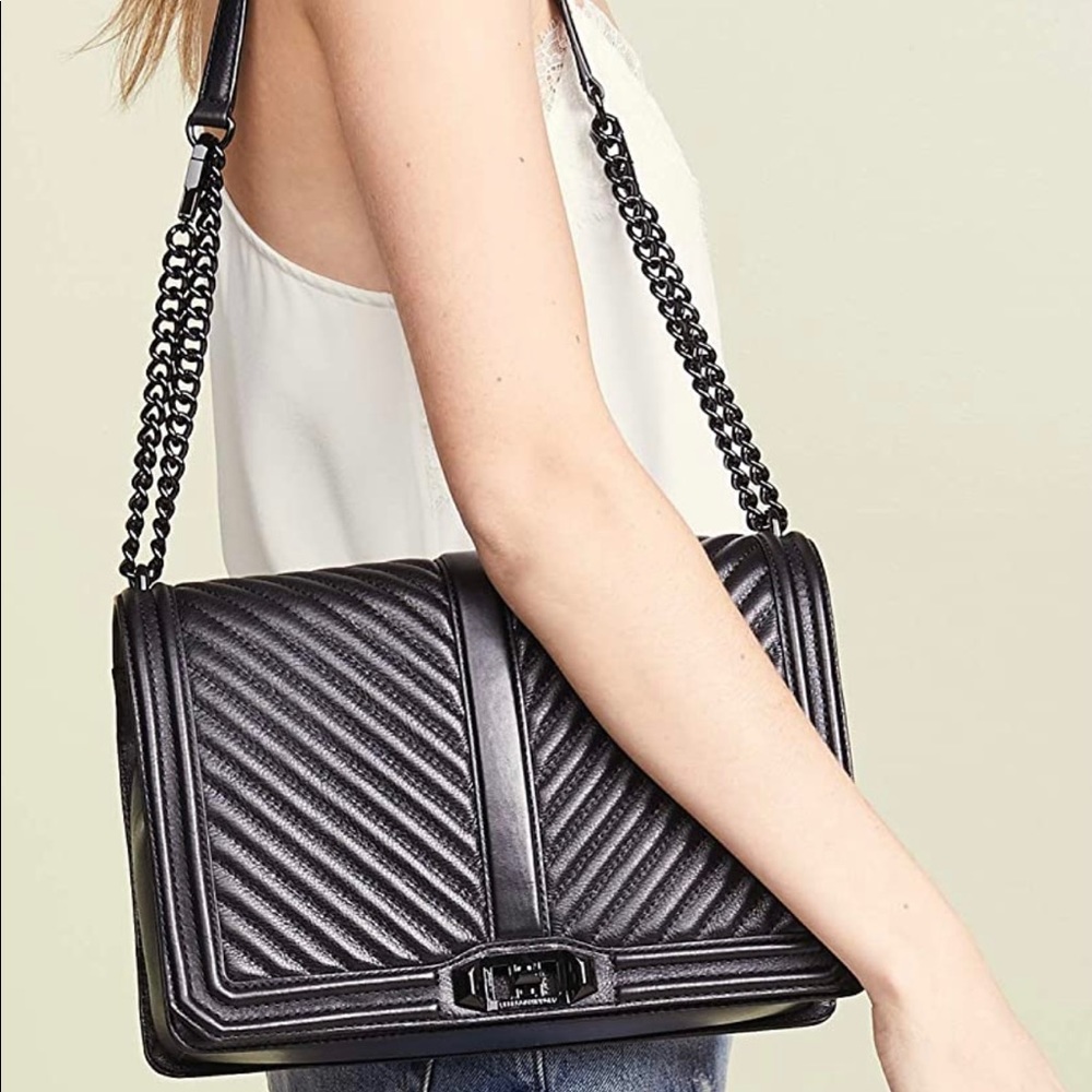 Black Rebecca Minkoff  Chevron Quilted Jumbo Love purse